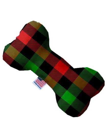 Christmas Plaid 10 Inch Bone Dog Toy