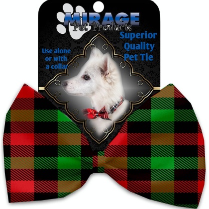 Christmas Plaid Pet Bow Tie Collar Accessory with Velcro