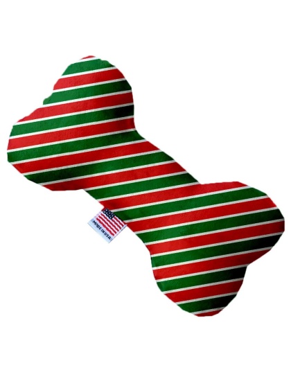 Christmas Stripes 10 Inch Canvas Bone Dog Toy