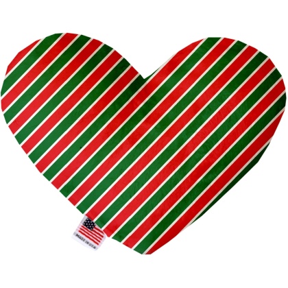 Christmas Stripes 6 Inch Canvas Heart Dog Toy