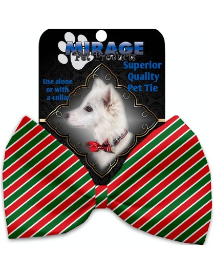 Christmas Stripes Pet Bow Tie Collar Accessory with Velcro