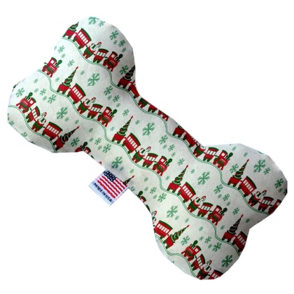 Christmas Trains 10 Inch Canvas Bone Dog Toy