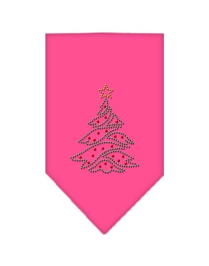 Christmas Tree Rhinestone Bandana Bright Pink Large