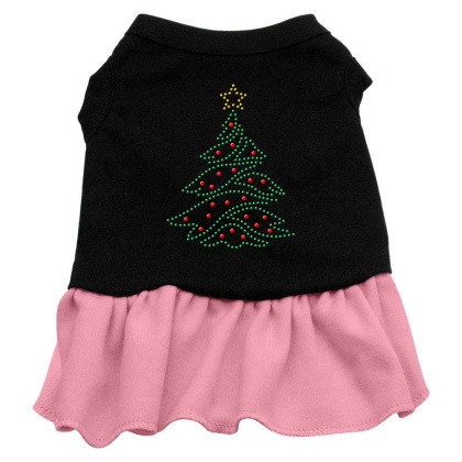 Christmas Tree Rhinestone Dress Black with Pink Lg