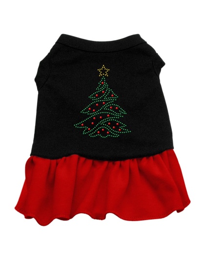 Christmas Tree Rhinestone Dress Black with Red Lg