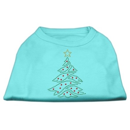 Christmas Tree Rhinestone Shirt Aqua L