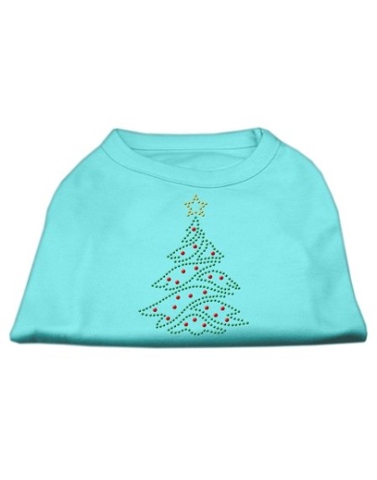 Christmas Tree Rhinestone Shirt Aqua L