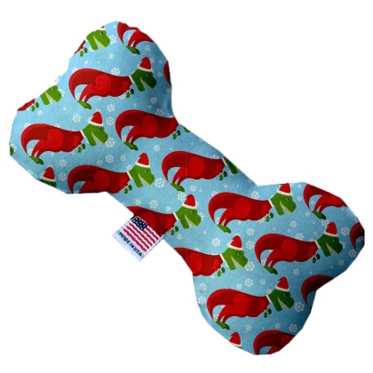 Christmas T-rex 10 Inch Canvas Bone Dog Toy