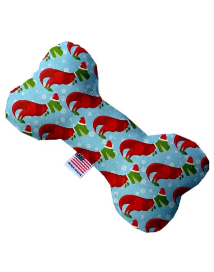 Christmas T-rex 10 Inch Canvas Bone Dog Toy