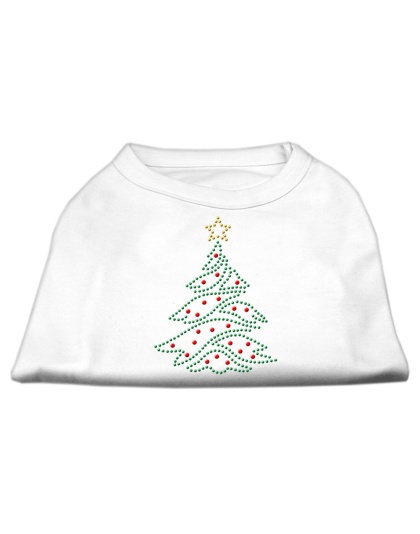 Christmas Tree Rhinestone Shirt White L