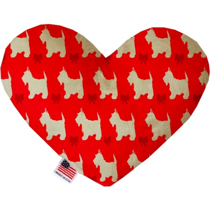 Christmas Westies 6 Inch Canvas Heart Dog Toy