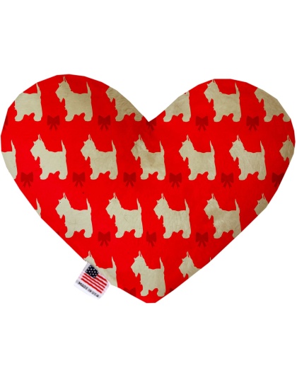 Christmas Westies 6 Inch Canvas Heart Dog Toy