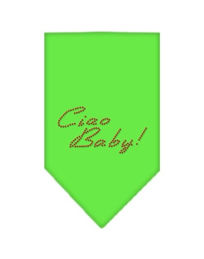 Ciao Baby Rhinestone Bandana Lime Green Large