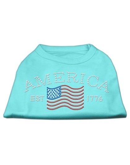 Classic American Rhinestone Shirts Aqua L