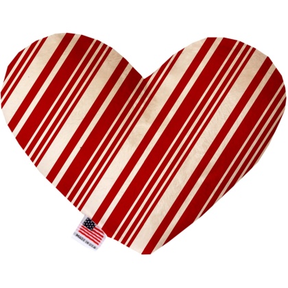 Classic Candy Cane Stripes 6 Inch Canvas Heart Dog Toy