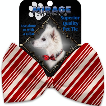Classic Candy Cane Stripes Pet Bow Tie Collar Accessory with Velcro