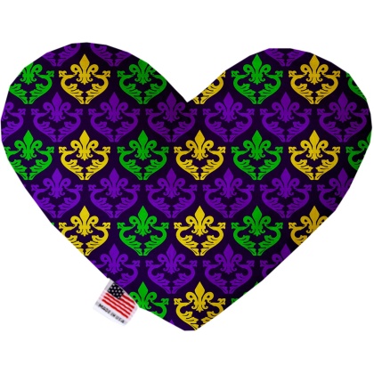 Classic Fleur de Lis 6 inch Canvas Heart Dog Toy