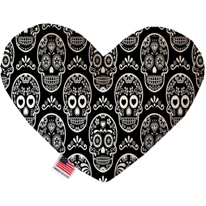 Classic Sugar Skulls 6 Inch Canvas Heart Dog Toy