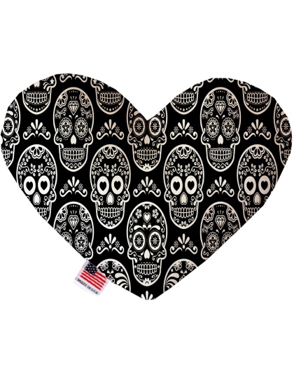 Classic Sugar Skulls 6 Inch Canvas Heart Dog Toy