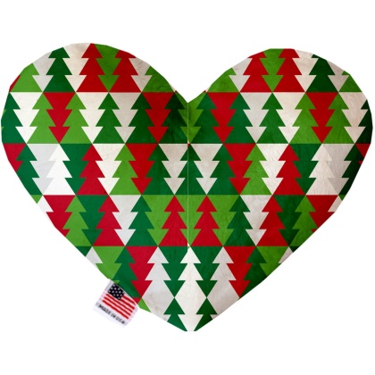 Classy Christmas Trees 6 Inch Canvas Heart Dog Toy