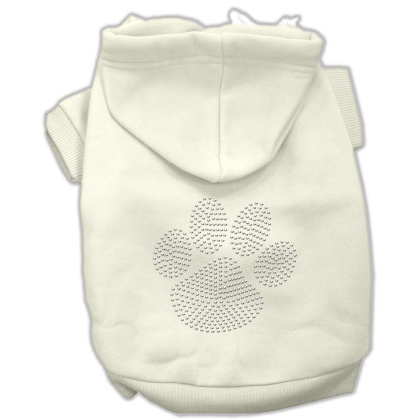 Clear Rhinestone Paw Hoodies Cream L