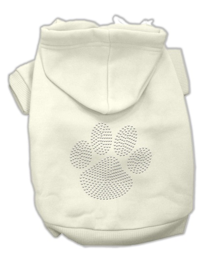 Clear Rhinestone Paw Hoodies Cream L