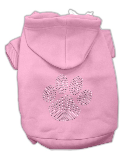 Clear Rhinestone Paw Hoodies Pink L