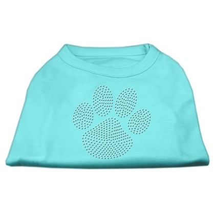 Clear Rhinestone Paw Shirts Aqua L