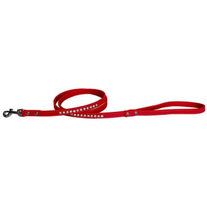 Clear jewel pet leash 1/2" wide x 4' long Red