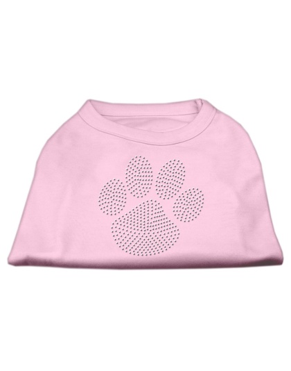 Clear Rhinestone Paw Shirts Light Pink L