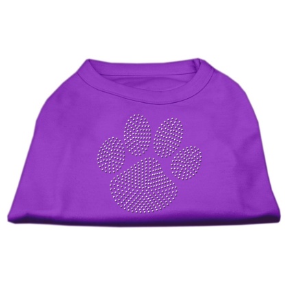 Clear Rhinestone Paw Shirts Purple L