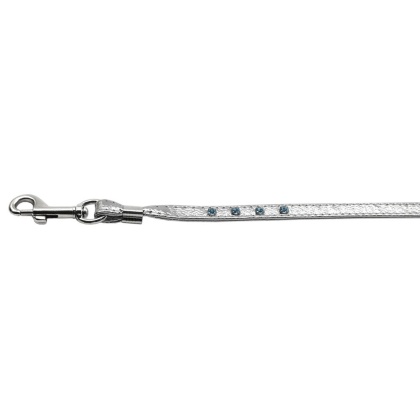 Color Crystal Leash Silver w/ Lt Blue Stones Silver Hardware