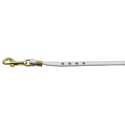 Color Crystal Leash White w/ Lt Blue Stones Gold Hardware