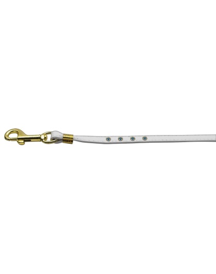 Color Crystal Leash White w/ Lt Blue Stones Gold Hardware