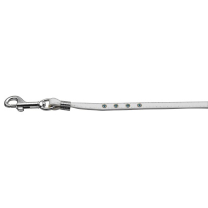 Color Crystal Leash White w/ Lt Blue Stones Silver Hardware