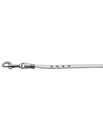Color Crystal Leash White w/ Lt Blue Stones Silver Hardware