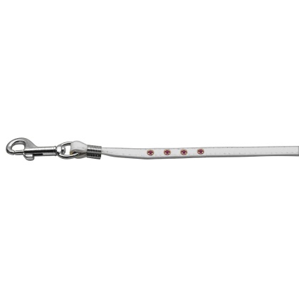 Color Crystal Leash White w/ Pink Stones Silver Hardware