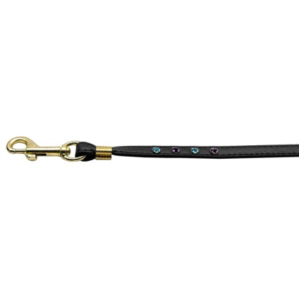 Confetti Crystal Leash Black w/Confetti Gold Hardware