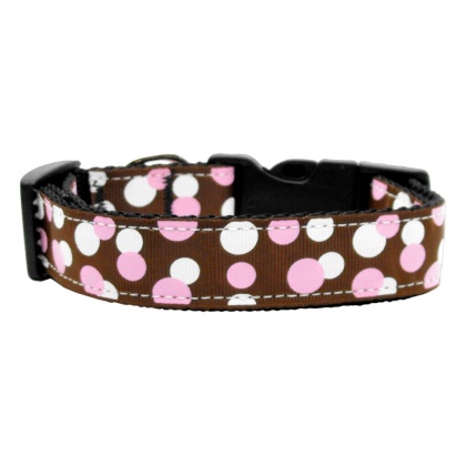 Confetti Dots Nylon Collar Chocolate Large