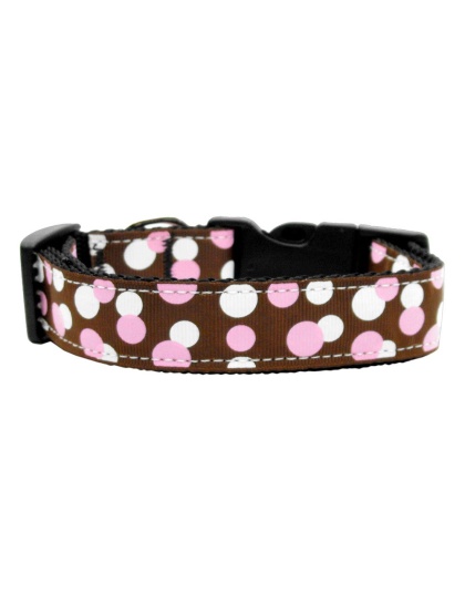 Confetti Dots Nylon Collar Chocolate Large