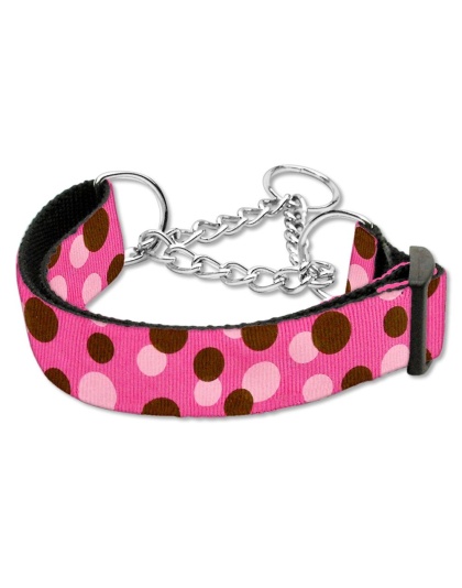 Confetti Dots Nylon Collar Martingale Bright Pink Large