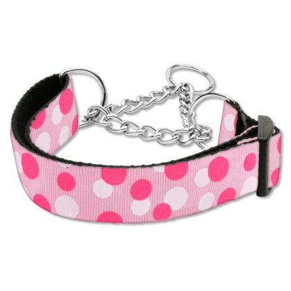 Confetti Dots Nylon Collar Martingale Light Pink Large