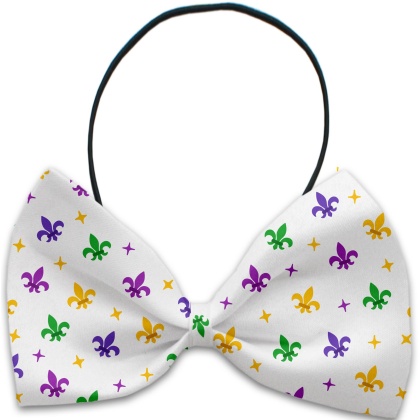 Confetti Fleur de Lis Mardi Gras Pet Bow Tie