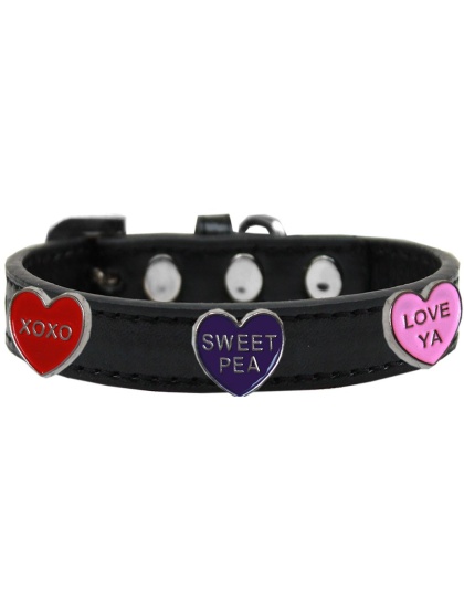 Conversation Hearts Widget Dog Collar Black Size 10