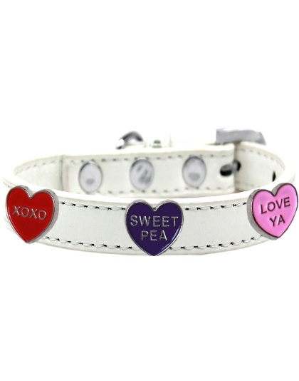 Conversation Hearts Widget Dog Collar White Size 10