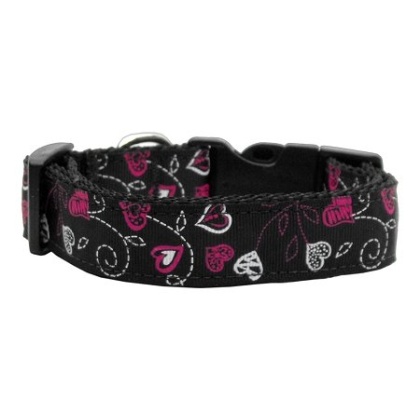 Crazy Hearts Nylon Collars Black Large