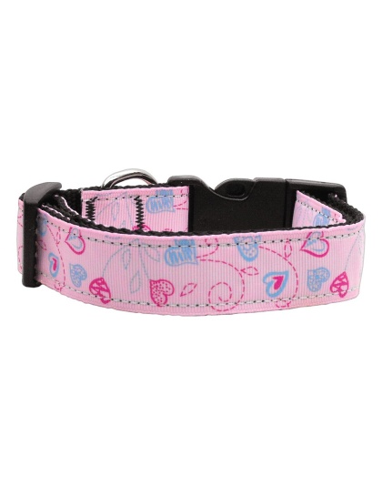 Crazy Hearts Nylon Collars Light Pink Large