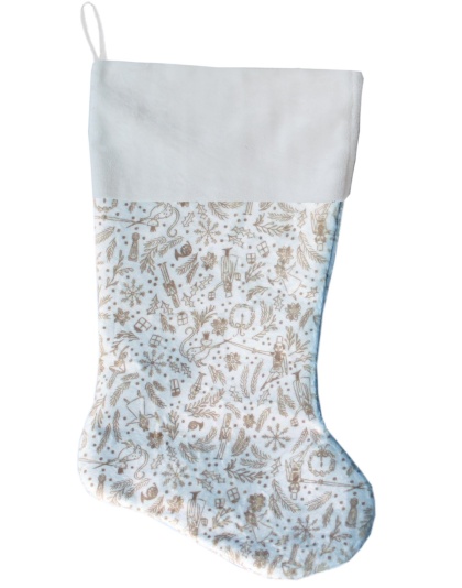 Cream Holiday Whimsy Christmas Stocking