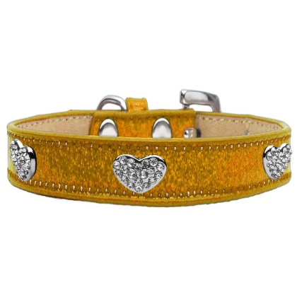 Crystal Heart Dog Collar Gold Ice Cream Size 10