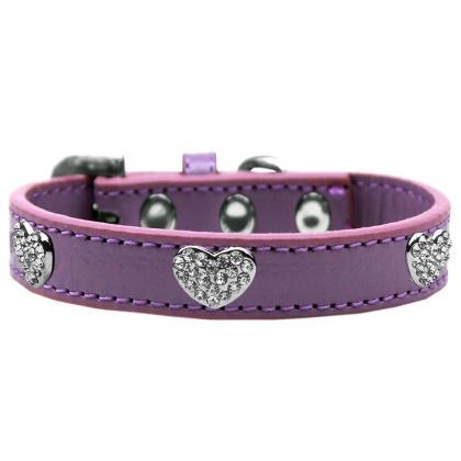 Crystal Heart Dog Collar Lavender Size 10